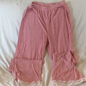 Pink Lace Trim Pajama Pants